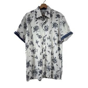 archipelago Tailored  Blue Floral Button Down Shirt Size XL